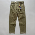Men's straight-leg cotton trousers in grey, Army Green, and khaki colours on a mid-waist fit model.
