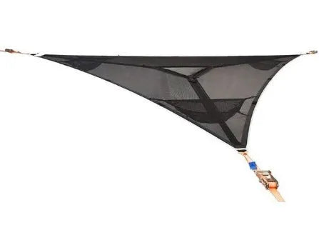 Portable multi-person triangle hammock in black or green polyester, 2m or 2.8m length, shown without a stand.