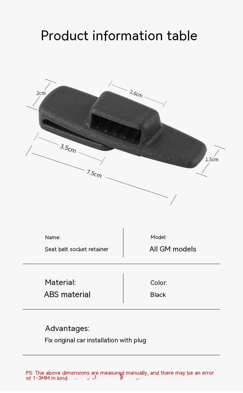 Black ABS plastic car seat belt stopper clip set with two pieces in OPP packaging