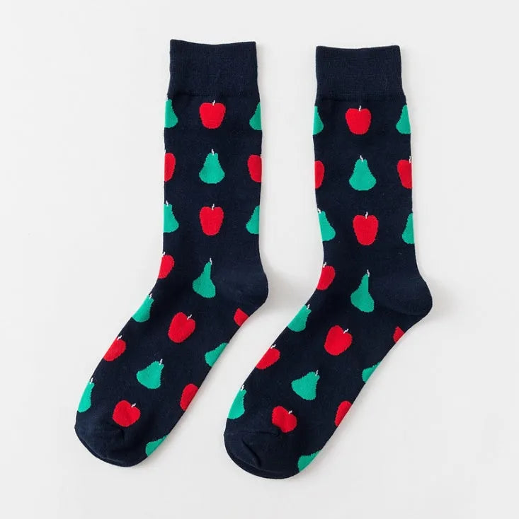Happy fruit banana print tube socks for men women high-density cotton one size 39-43 colour options