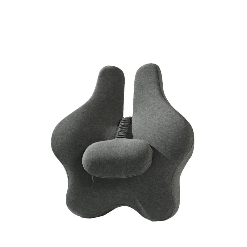 Memory foam car cushion for lumbar support in black, dimensions 50x47x9cm.