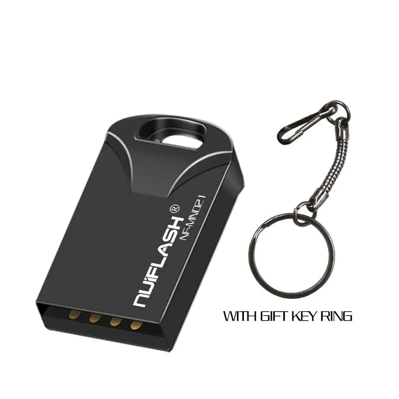 Mini USB flash drive with metal casing, 4GB to 128GB capacity, black or silvery finish