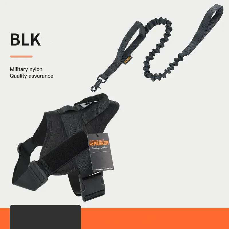 Large and medium dog harness made from 1050D nylon with UTX buckle, adjustable fit, available in Black