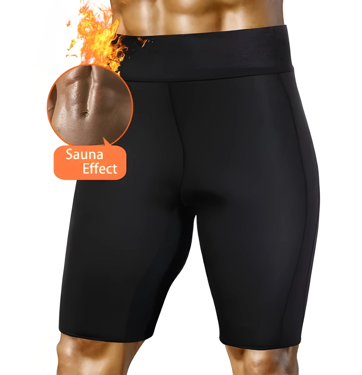 Men's classic black high waist sauna sweat slimming shorts for fitness and outwork, plus size body shaper