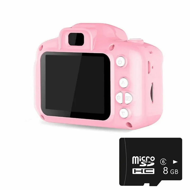 Children's HD digital waterproof camera with 2.3 inch screen and 800W pixel sensor, shown in blue, green, and pink