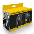 Black wireless gamepad for Nintendo Switch and PC with Bluetooth, NFC, and gyroscope functions.