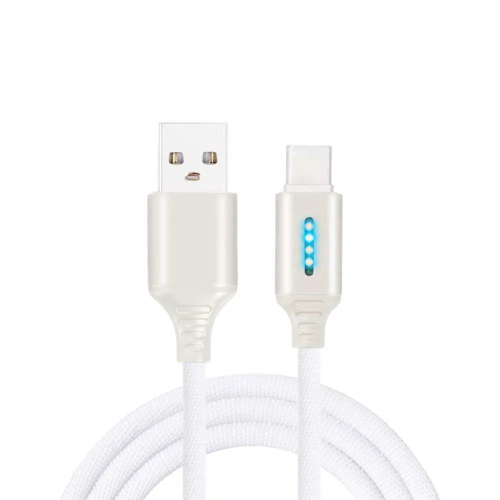 Fabric weaving fast charging cable showing woven texture and USB connector
