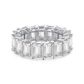 Women's rectangular full diamond super glitter zircon silver ring in blue