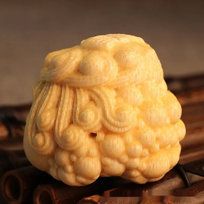 Golden toad princess ornament carved from bamboo with cute style design