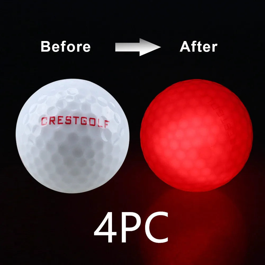 LED golf ball 42.6mm with resin surface and synthetic rubber core, white colour for night training