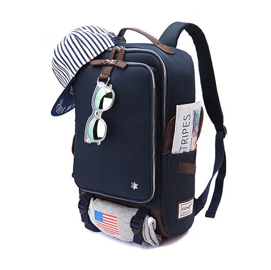 Men's modern large backpack in Oxford cloth, showing colour options including Army Green, Black, and Gray.