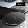 Black 9V QI wireless fast charging base with ultra-thin 6.5mm design