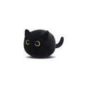 Black fluffy cat plush toy stuffed animal shown as a soft pillow cushion approximately 35cm long.