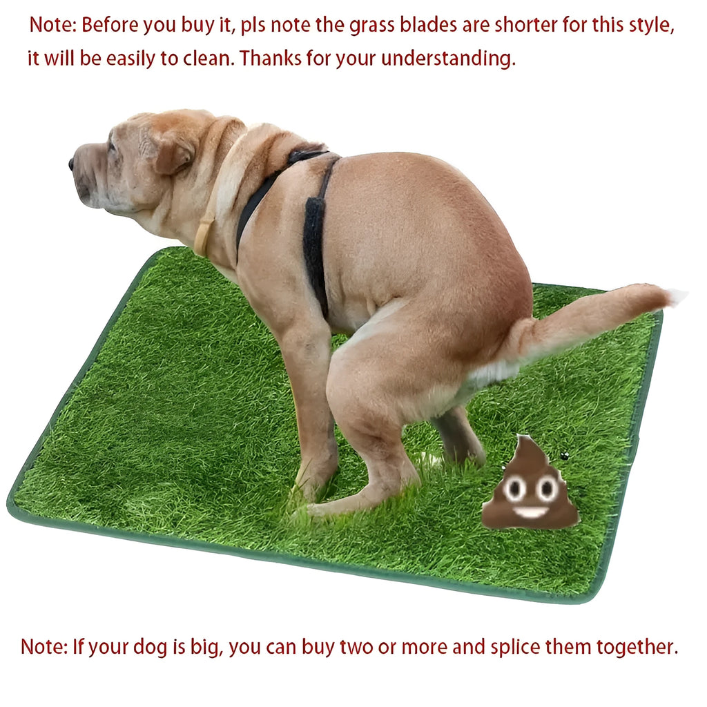 Artificial grass pet training toilet mat shown in small, medium, and large sizes.