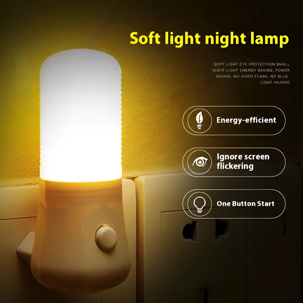 Minimalist white cube plug-in night light with US plug and selectable light colours