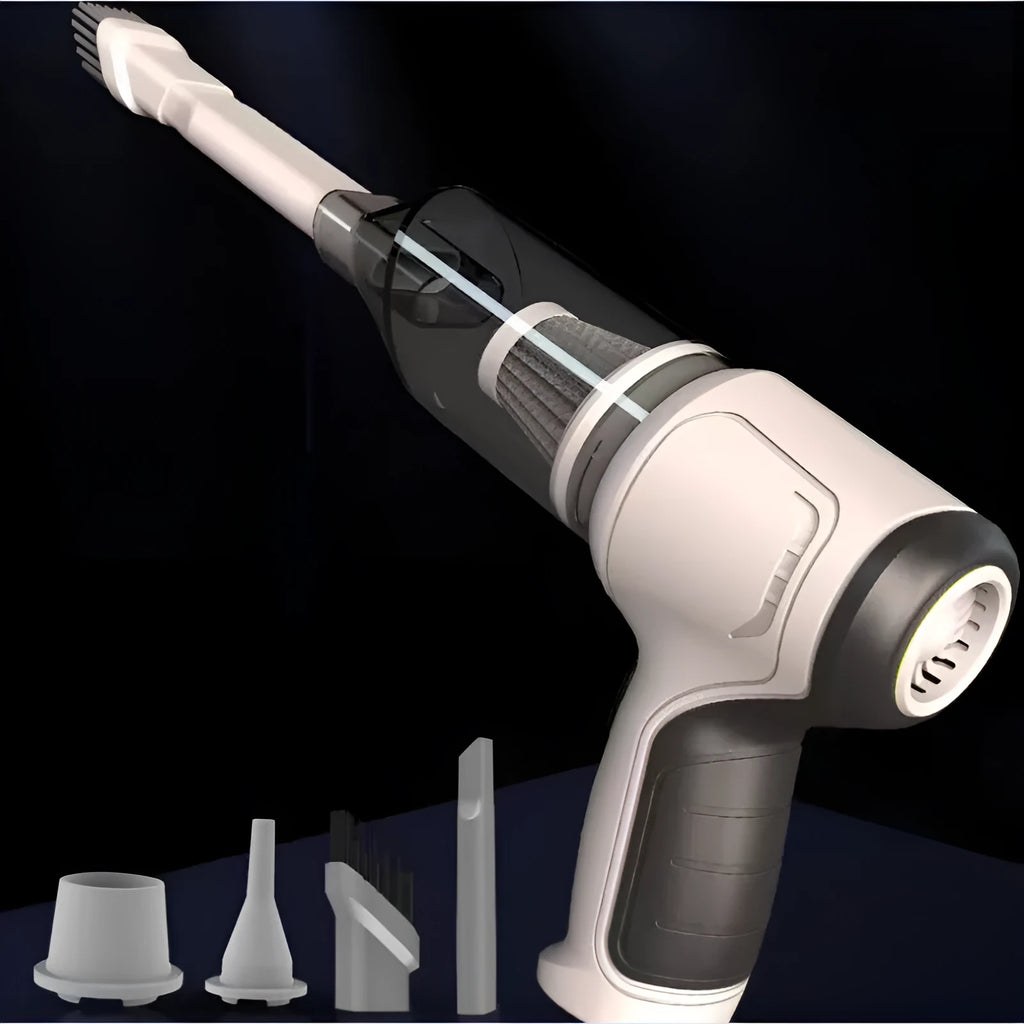 Wireless car pet vacuum cleaner in brushless gold or silver style with USB charging port