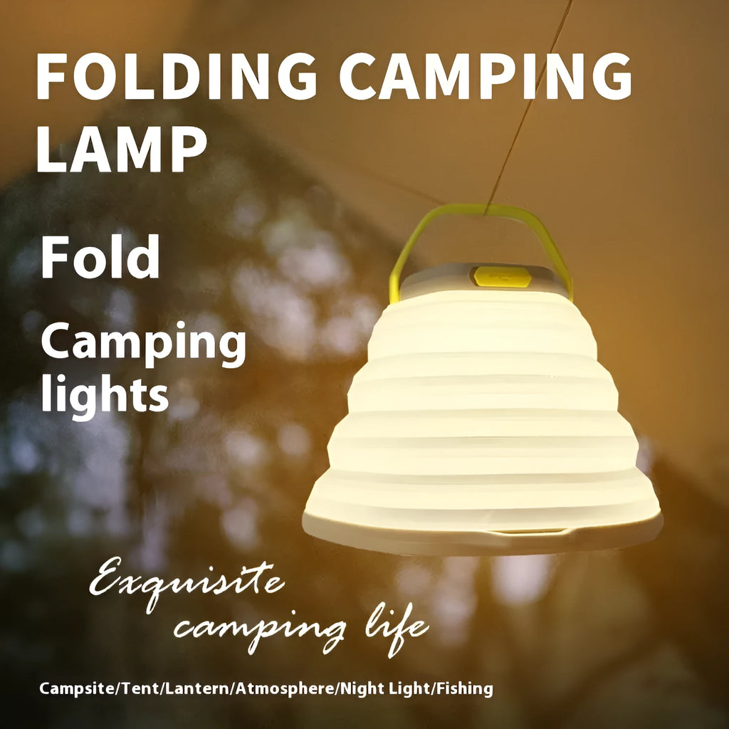White plastic camping lamp with large capacity LED lighting and single-key switch