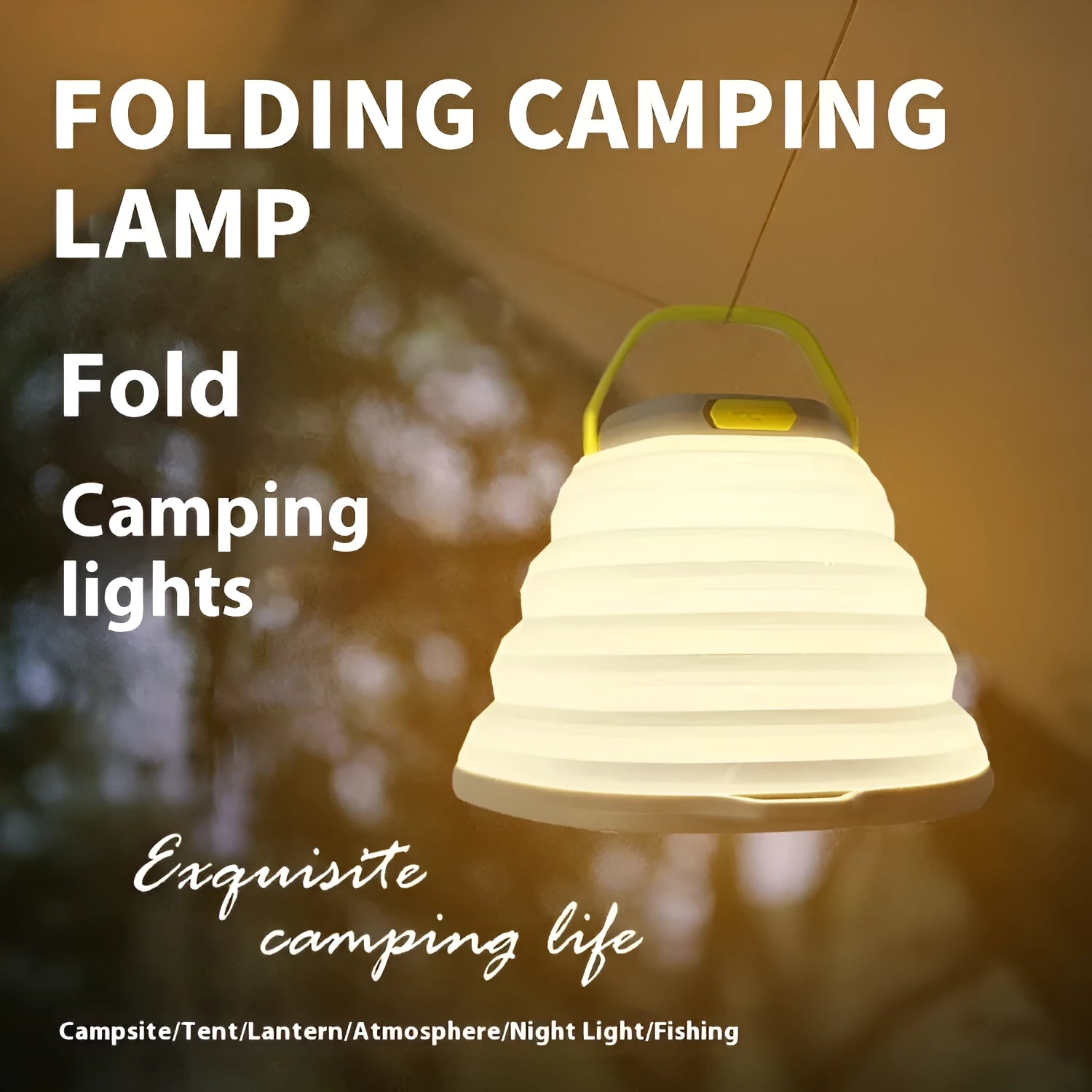 White plastic camping lamp with large capacity LED lighting and single-key switch