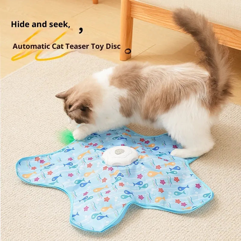Smart cat toy electric hunting cover in blue-fish set with PP material on floor