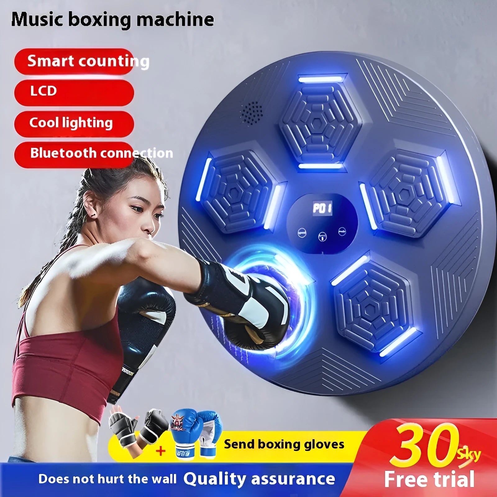 Intelligent music sports boxing machine children boxing trainer wall-mounted target set in multiple colour options