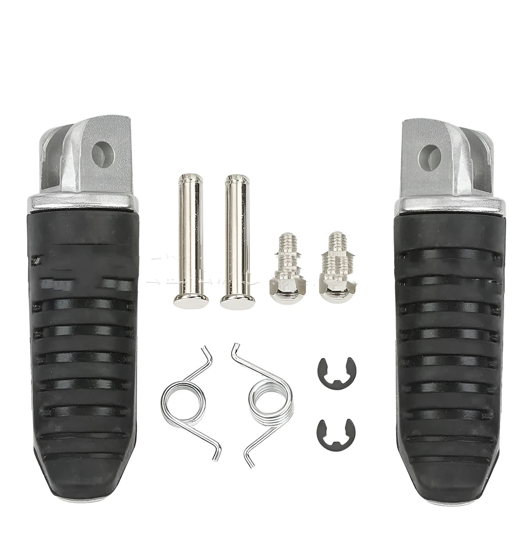 Black aluminium alloy motorcycle footpegs for Suzuki GSX and V-Strom series installation