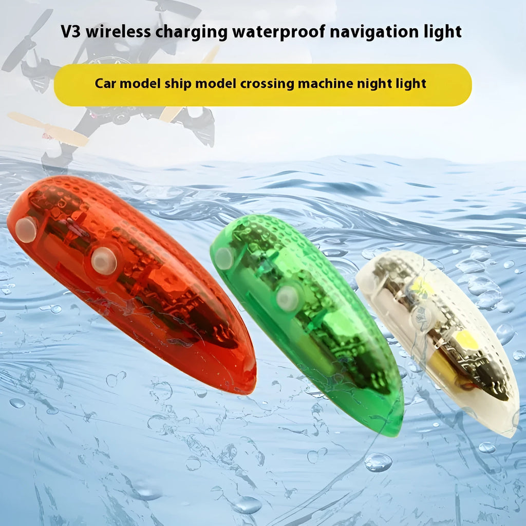 V3 wireless charging waterproof navigation lights for scale models in green, red, and white colour options