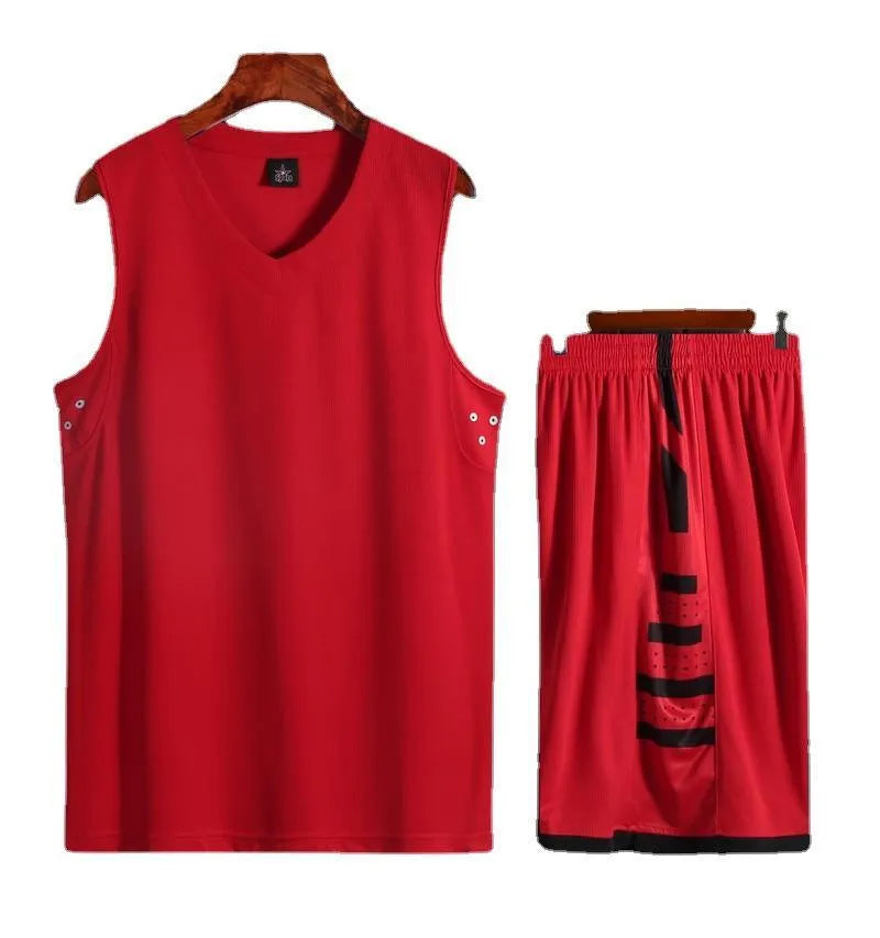 White and black basketball sports vest set for campus competition training with breathable Chemical Fiber blend fabric