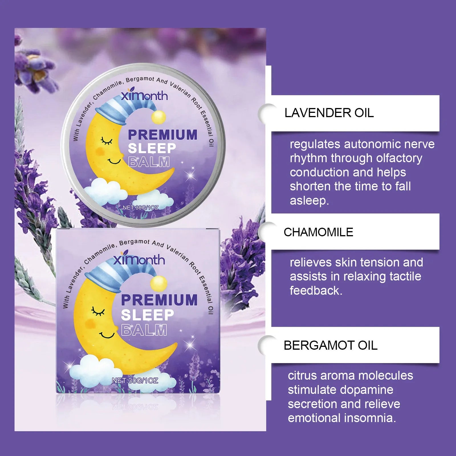 30g tube of Sleep Goodnight Cream with lavender and chamomile for night-time use.
