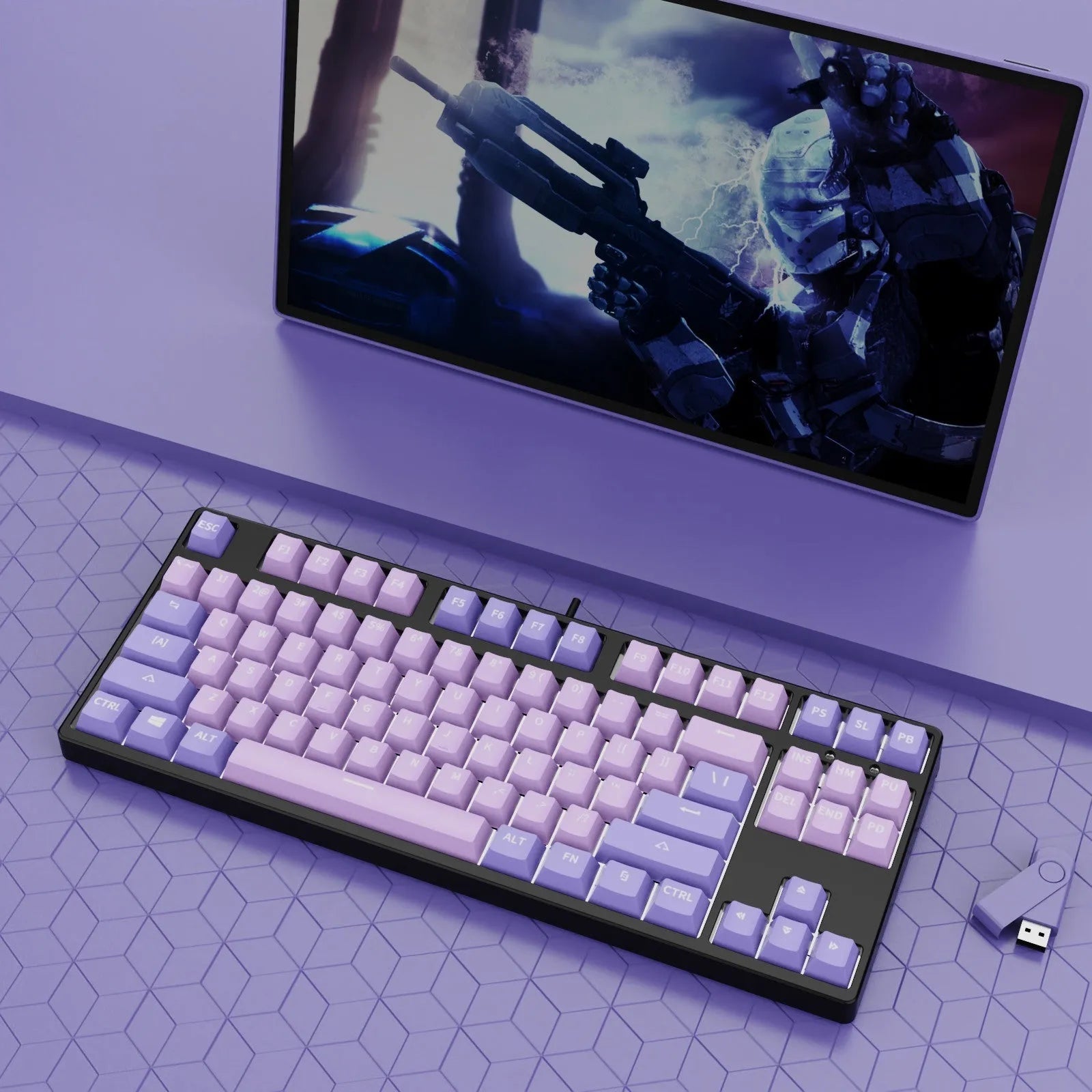 87-key mechanical gaming keyboard with dual-colour backlighting and metal chassis