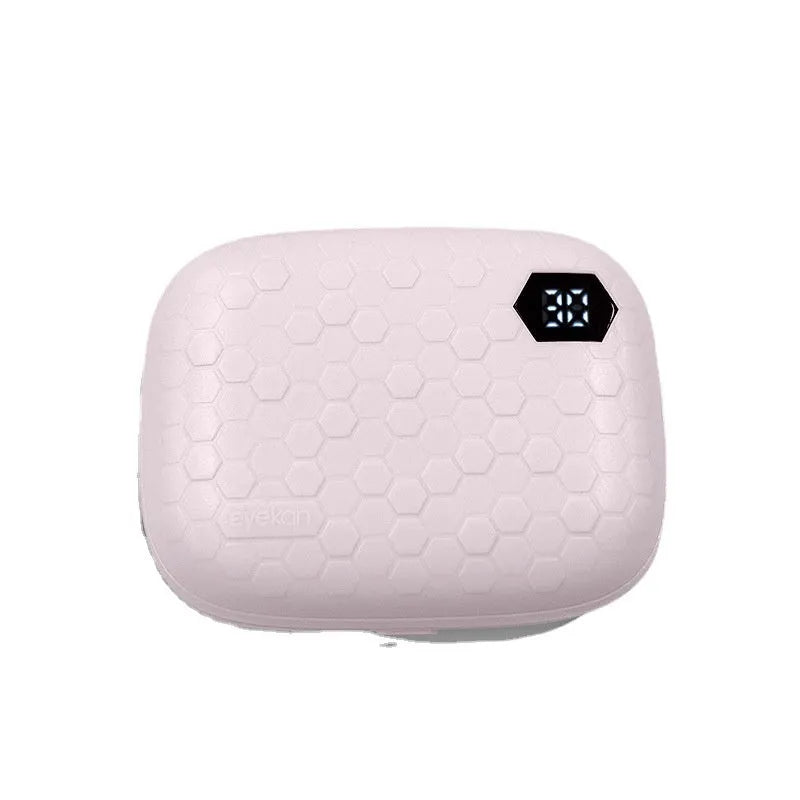 Automatic electric ultrasonic cleaning machine for invisible glasses in pearl white, blue, or pink.