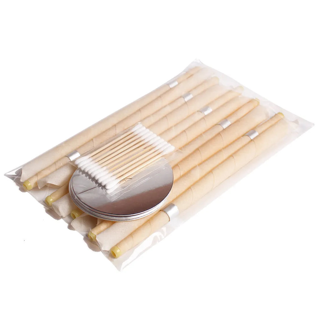 Natural beeswax ear candle 23.5cm with conical design for ear wax removal and aromatherapy.