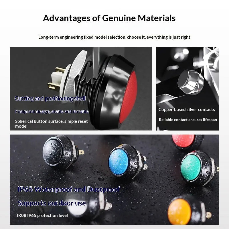 12mm red wave spherical handle self-resetting electronic remote control switch button