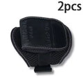 Black wristband bicycle rear view mirror with adjustable arm strap, 5cm convex wide-angle lens and T-shape rubber buckle.