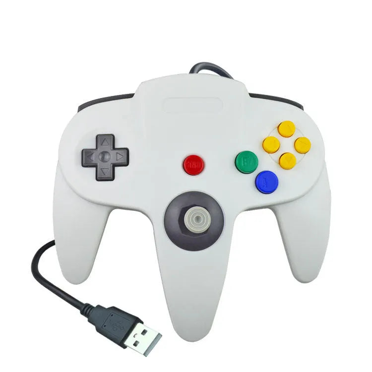 USB N64 game controller for PC in various colours including black, blue, and transparent options.