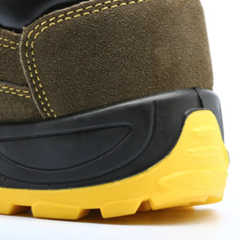Bronze steel toe safety shoes with cow suede upper and anti-skid sole