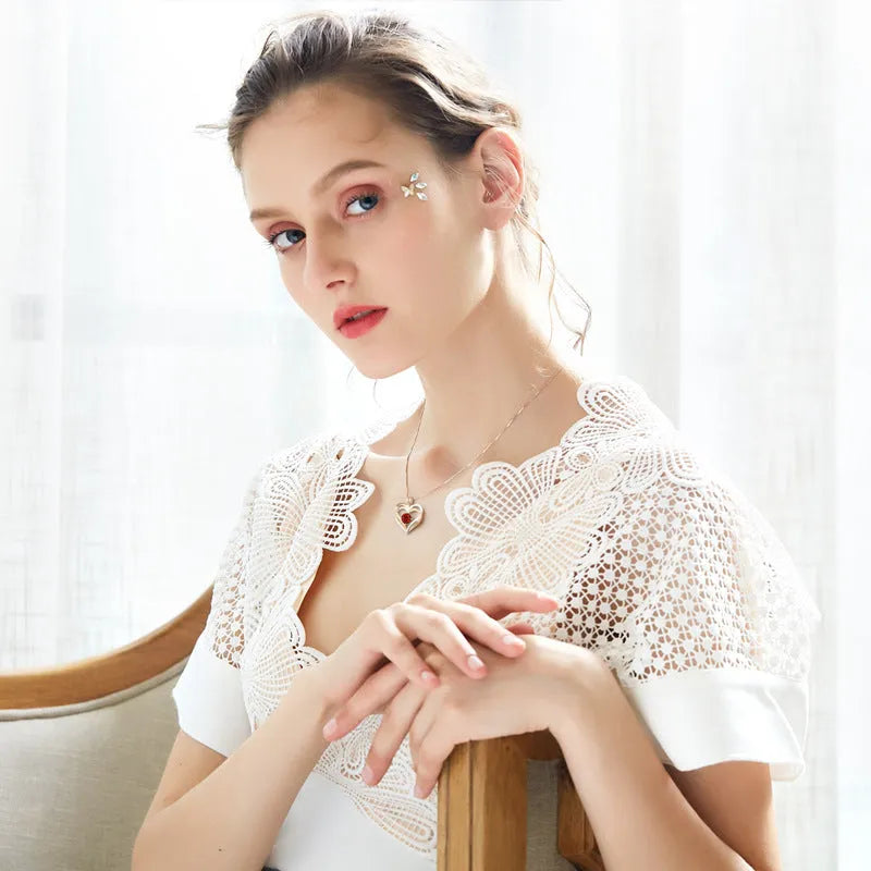 925 silver twelve birthstone pendant necklace with heart shape, rhinestones, and adjustable chain in platinum and rose gold