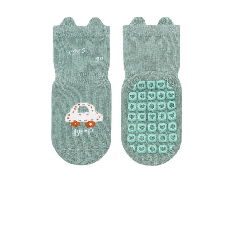 Korean-style baby trampoline socks in cotton with short tube length and free size for unisex children