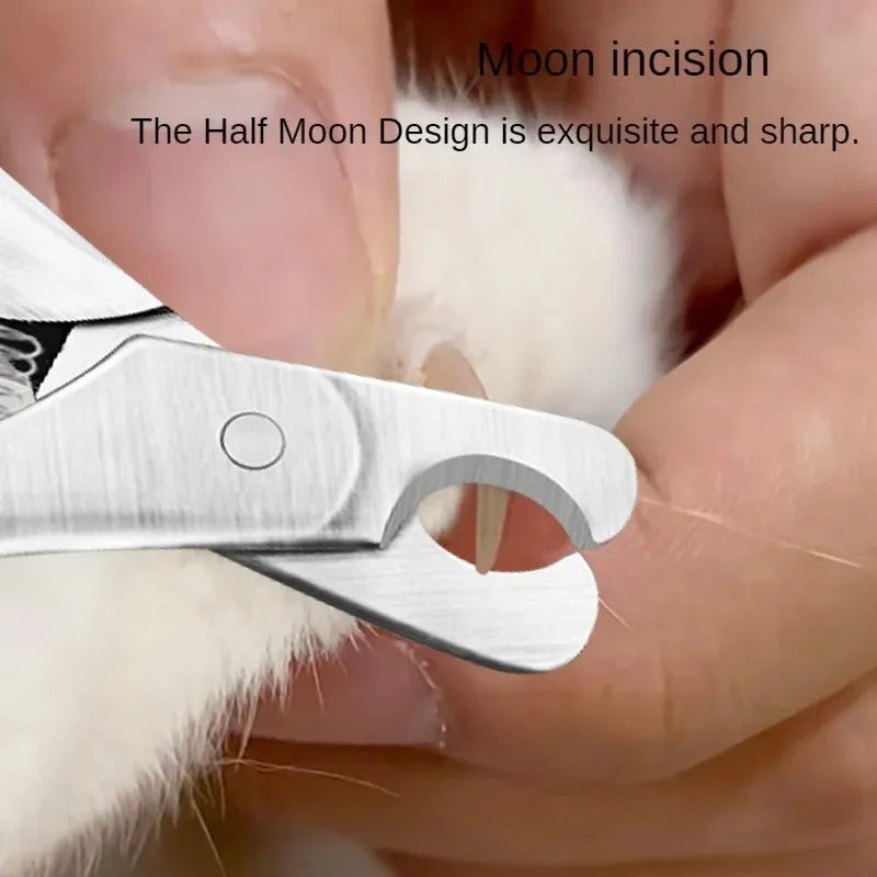 Silver stainless steel pet nail clipper with safety guard for trimming dog and cat nails