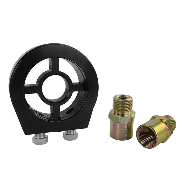 Aluminium oil pressure gauge adapter in five colour options: black, blue, gold, red, silver