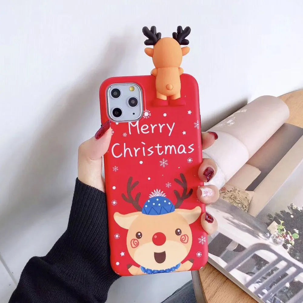 Christmas themed silicone phone case for iPhone models showing back cover design