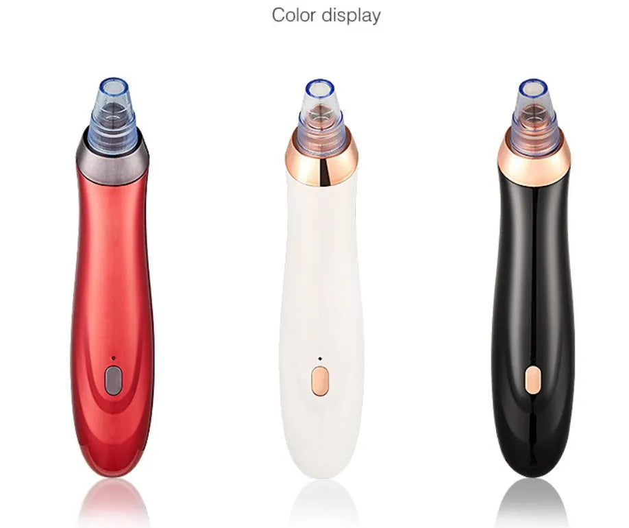 Electric blackhead remover device with vacuum suction and multiple nozzle attachments