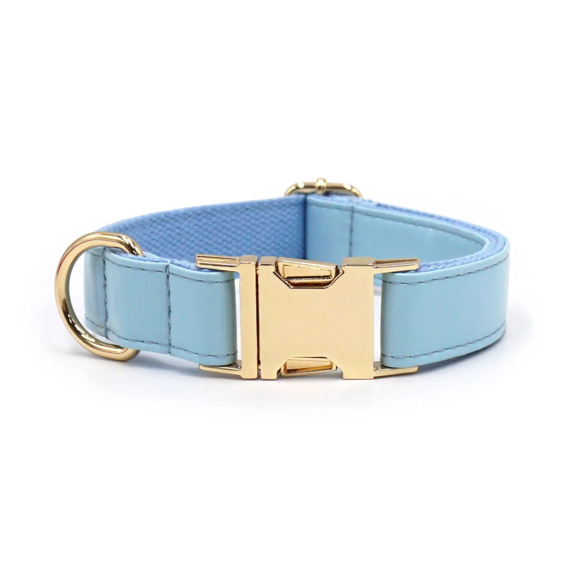 Simple colour block leather dog collar shown in caramel colour on a white background.
