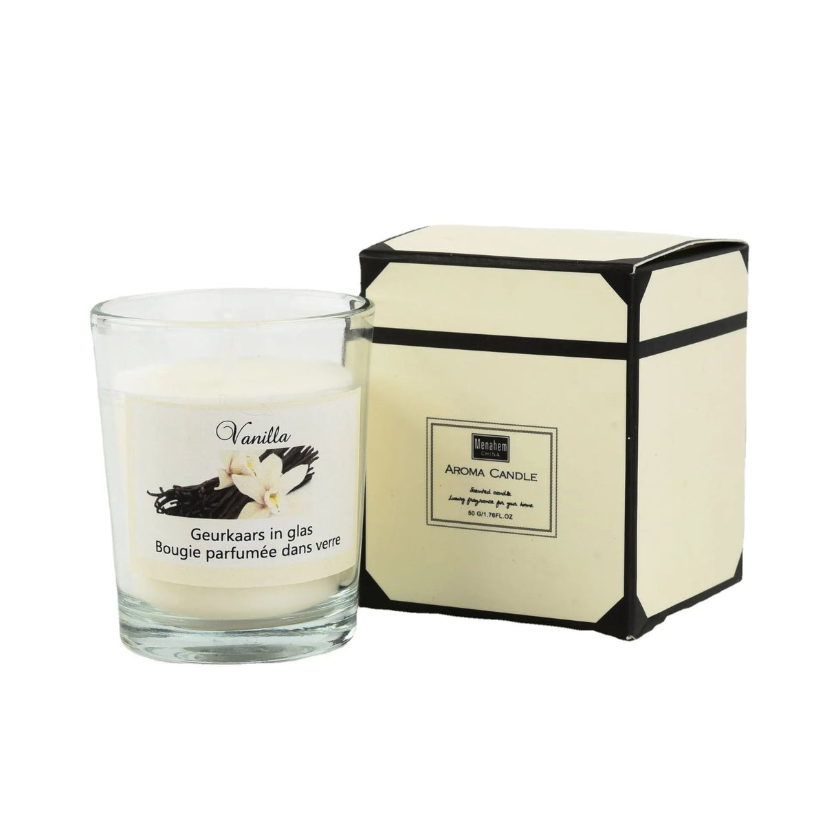 Plant wax and soy wax scented candle in a transparent glass cup, 5 x 6 cm, boxed pink or white