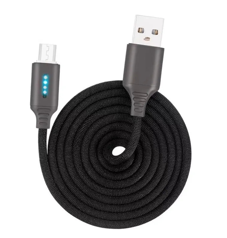 Fabric weaving fast charging cable showing woven texture and USB connector