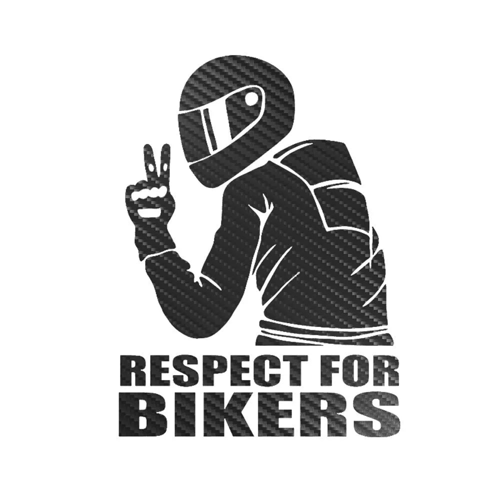 Respect For Bikers automobile sticker in reflective silver on a car panel