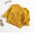 Baby girl soft knit pullover sweater in brown pink and yellow colours for toddlers sized 73cm to 100cm