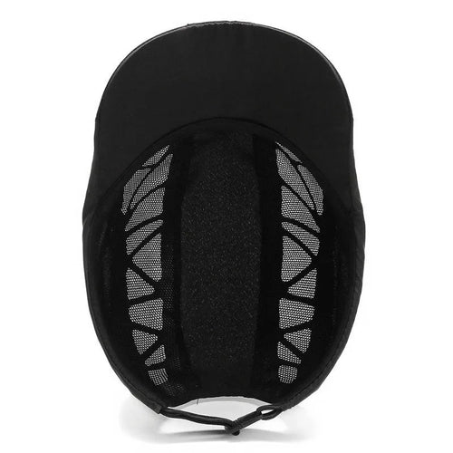 Adjustable mesh beret hat in grey with geometric pattern, curly brim, and dome top for summer sun protection