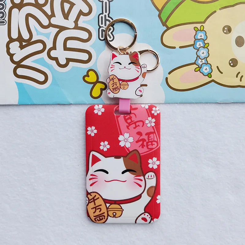 Lucky Cat Tens of Thousands of Blessings certificate in plastic sleeve with ferrule pendant, cartoon style