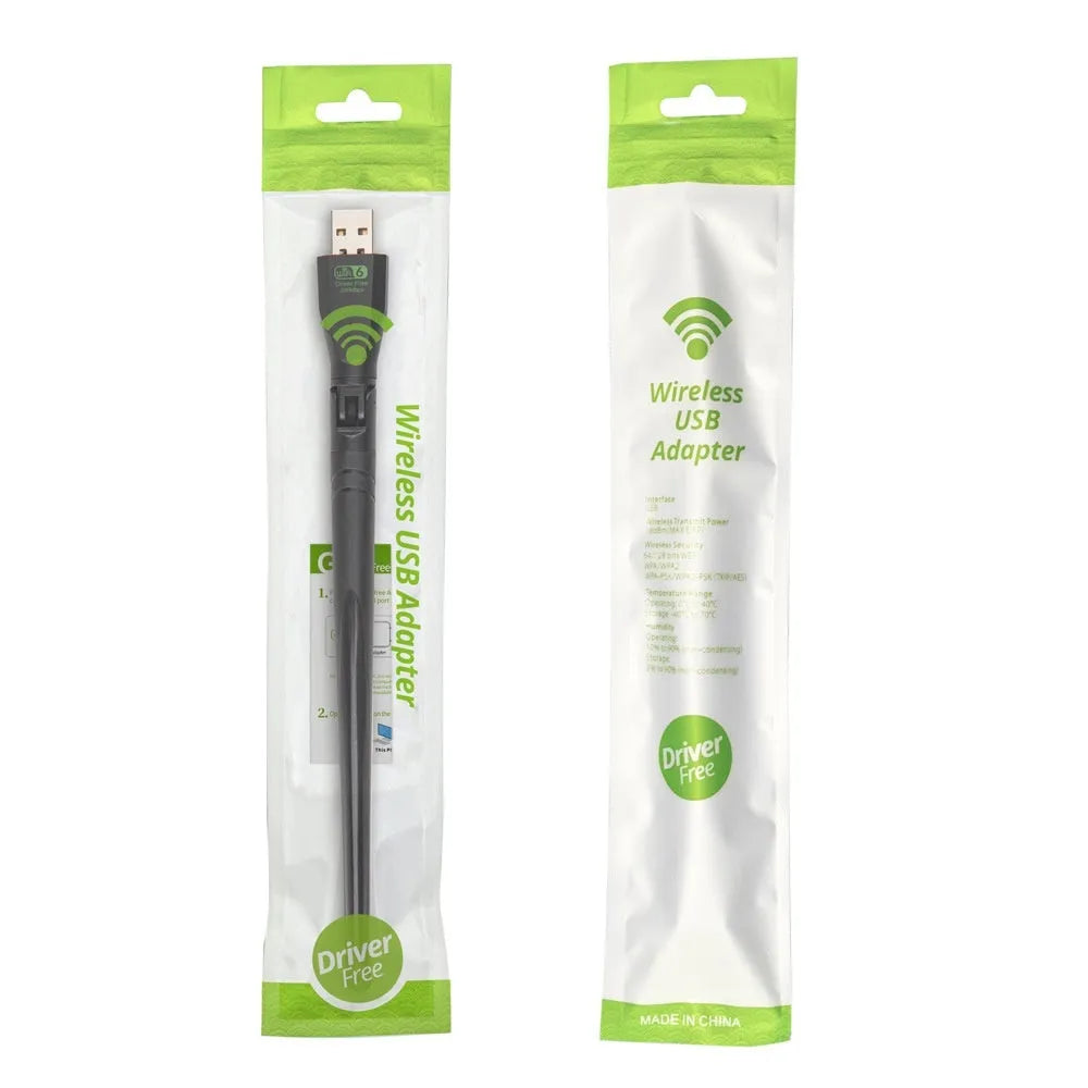 Black USB WiFi6 wireless network card with driver-free operation