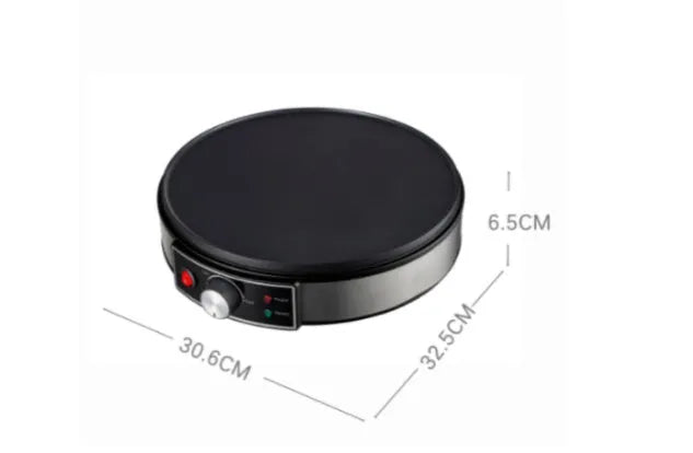 Black 30cm adjustable temperature electric baking pan with non-stick cooking surface
